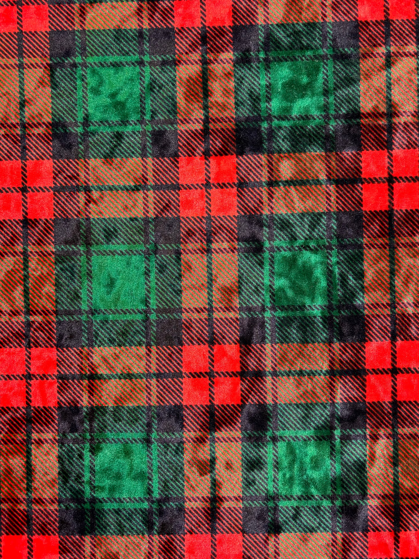 Red and Green Plaid Crushed Velvet