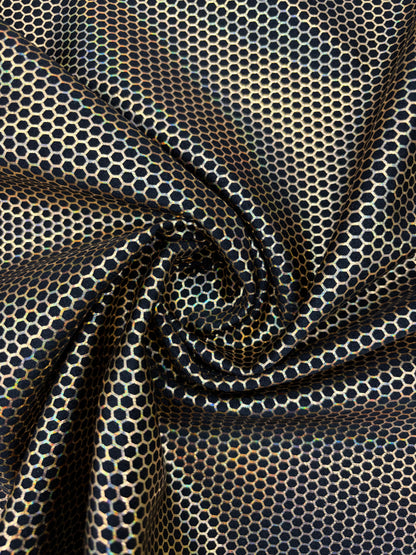 Gold Honeycomb Print Spandex