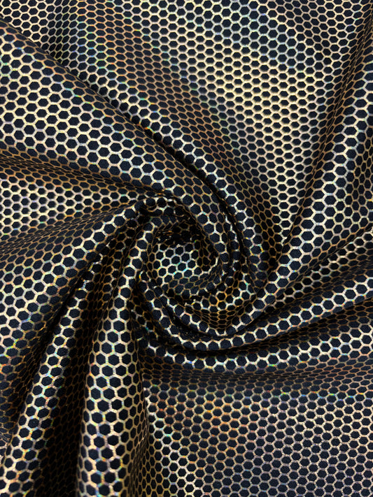 Gold Honeycomb Print Spandex