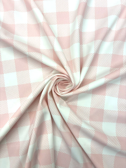 Pastel Pink Gingham Print Spandex