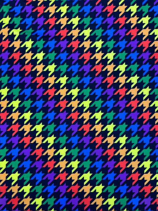 Rainbow Houndstooth Print Spandex