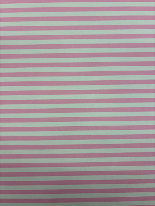 Baby Pink Quarter Inch Striped Spandex