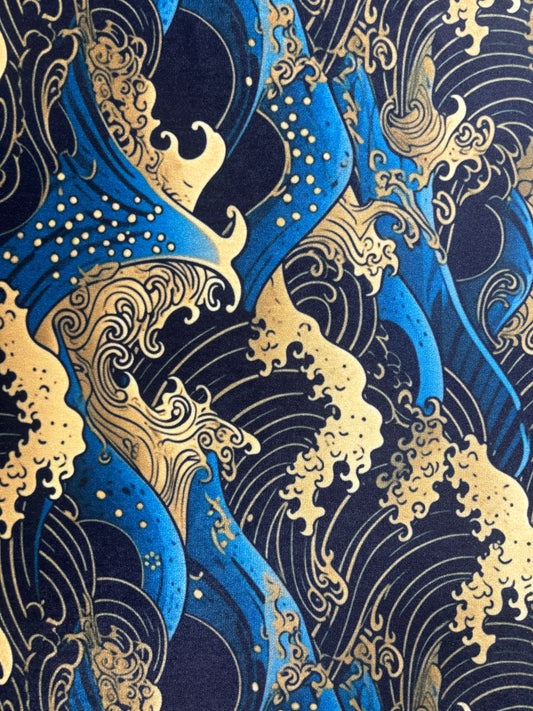 Golden Waves Printed Velvet