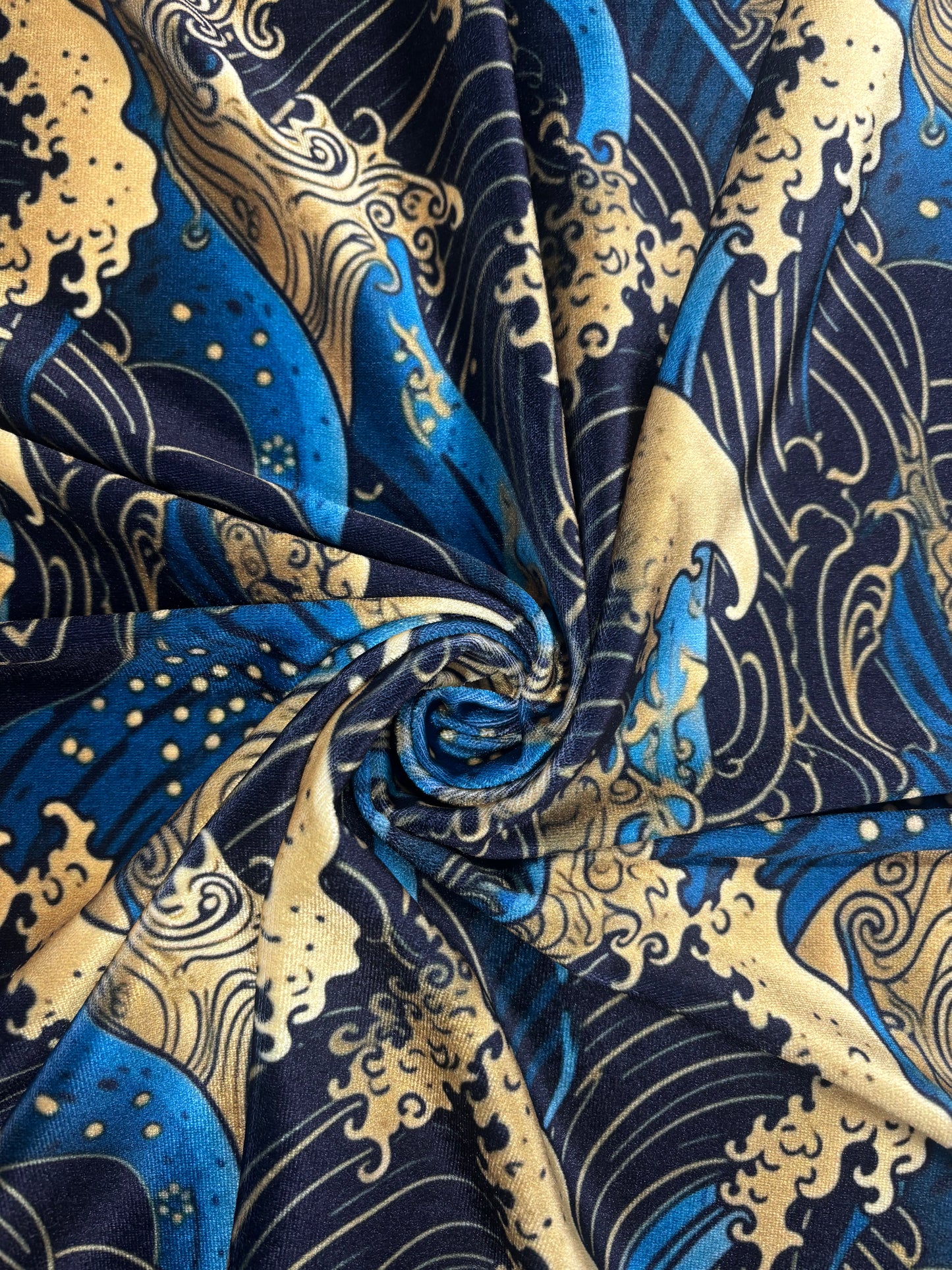 Golden Waves Printed Velvet