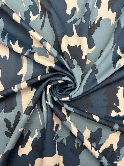 Blue Camoflage Print Spandex