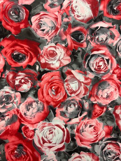 Red Roses Print Spandex