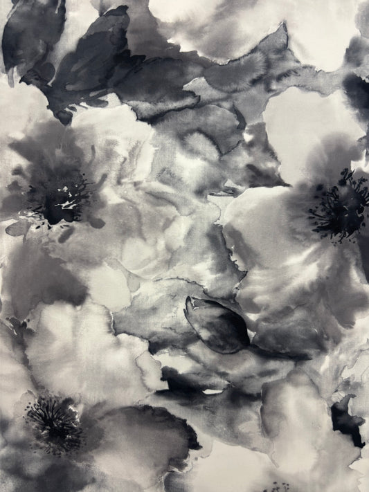 Black and White Floral Print Spandex