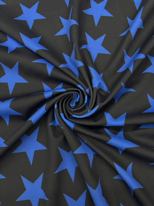 Black and Blue Star Printed Spandex