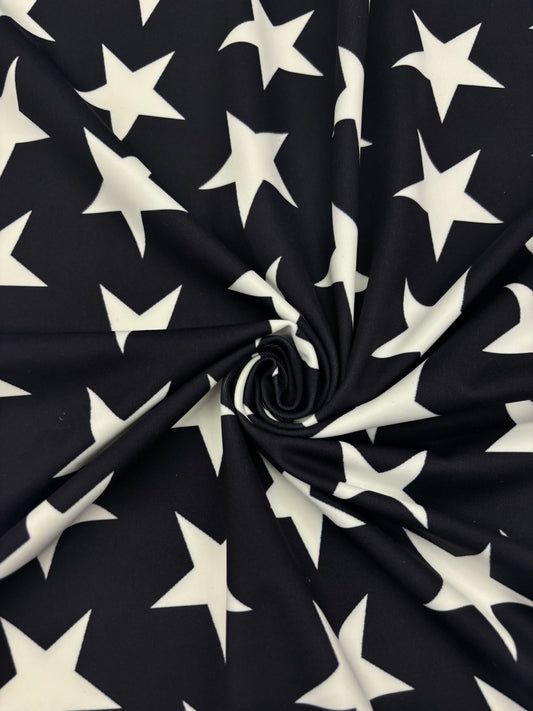 Black and White Star Printed Spandex