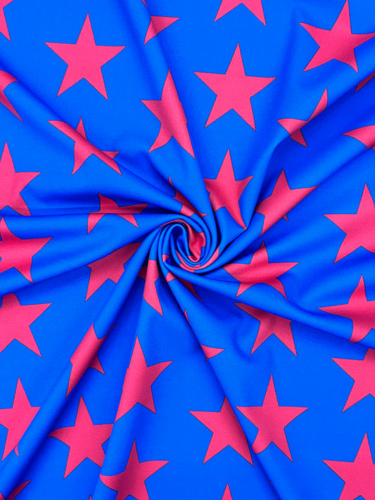 Blue and Red Star Printed Spandex