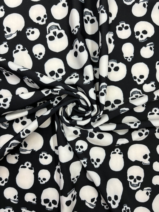 Black and White Skull Printed Spandex