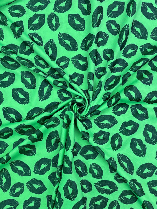 Green Kiss Print Spandex
