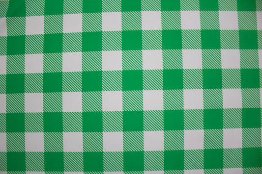 Green Gingham Print Spandex