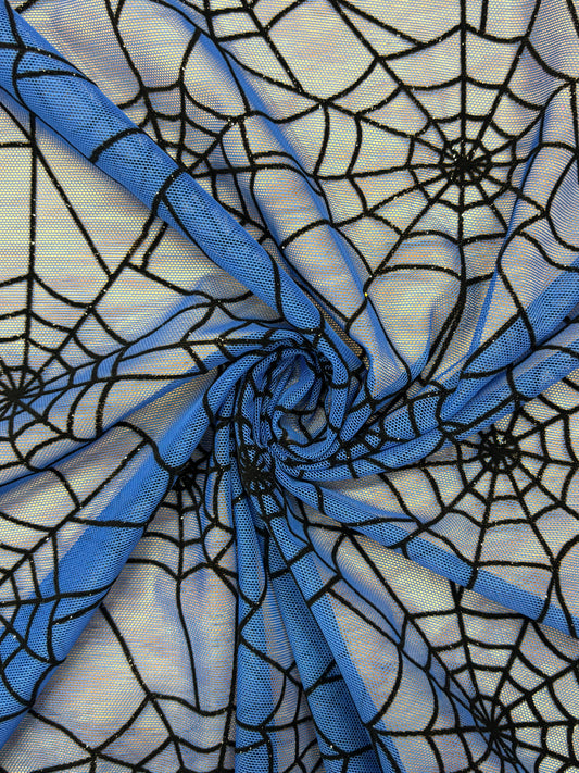 Blue Spider Print Mesh