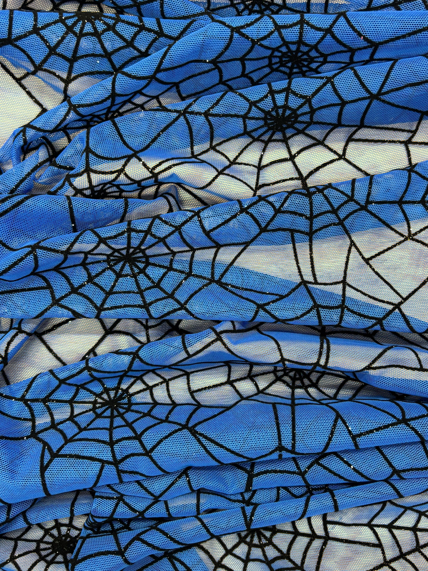 Blue Spider Print Mesh