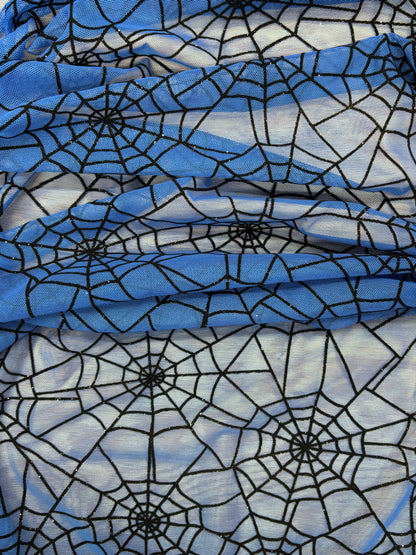 Blue Spider Print Mesh