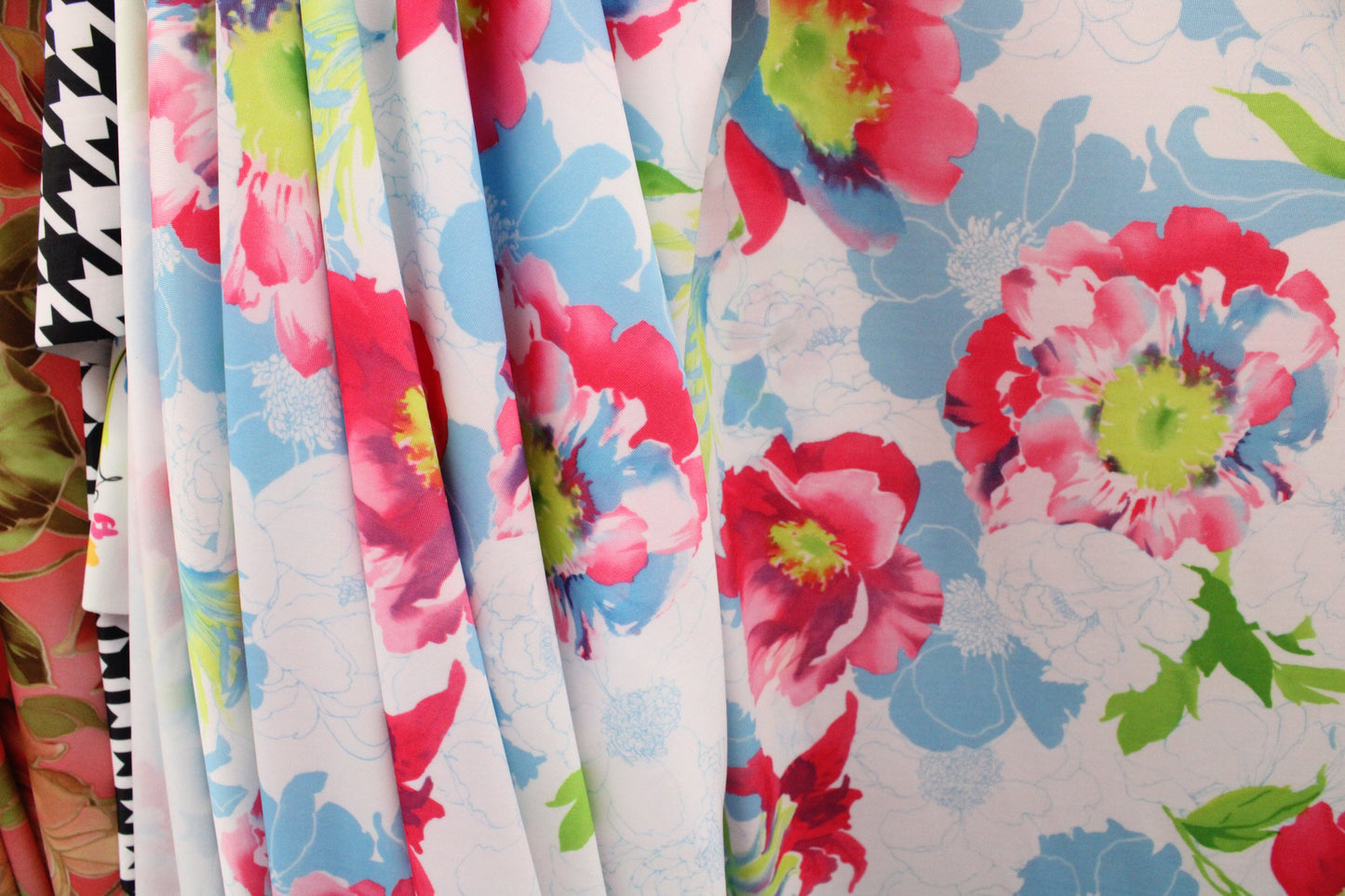 Pink and Blue Floral Print