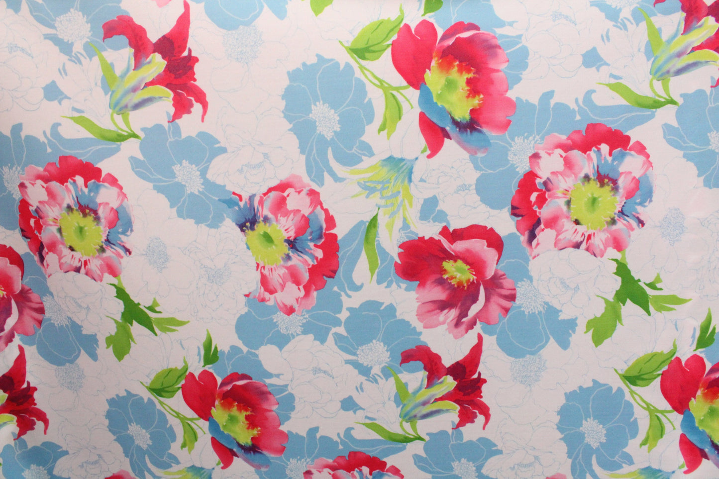 Pink and Blue Floral Print