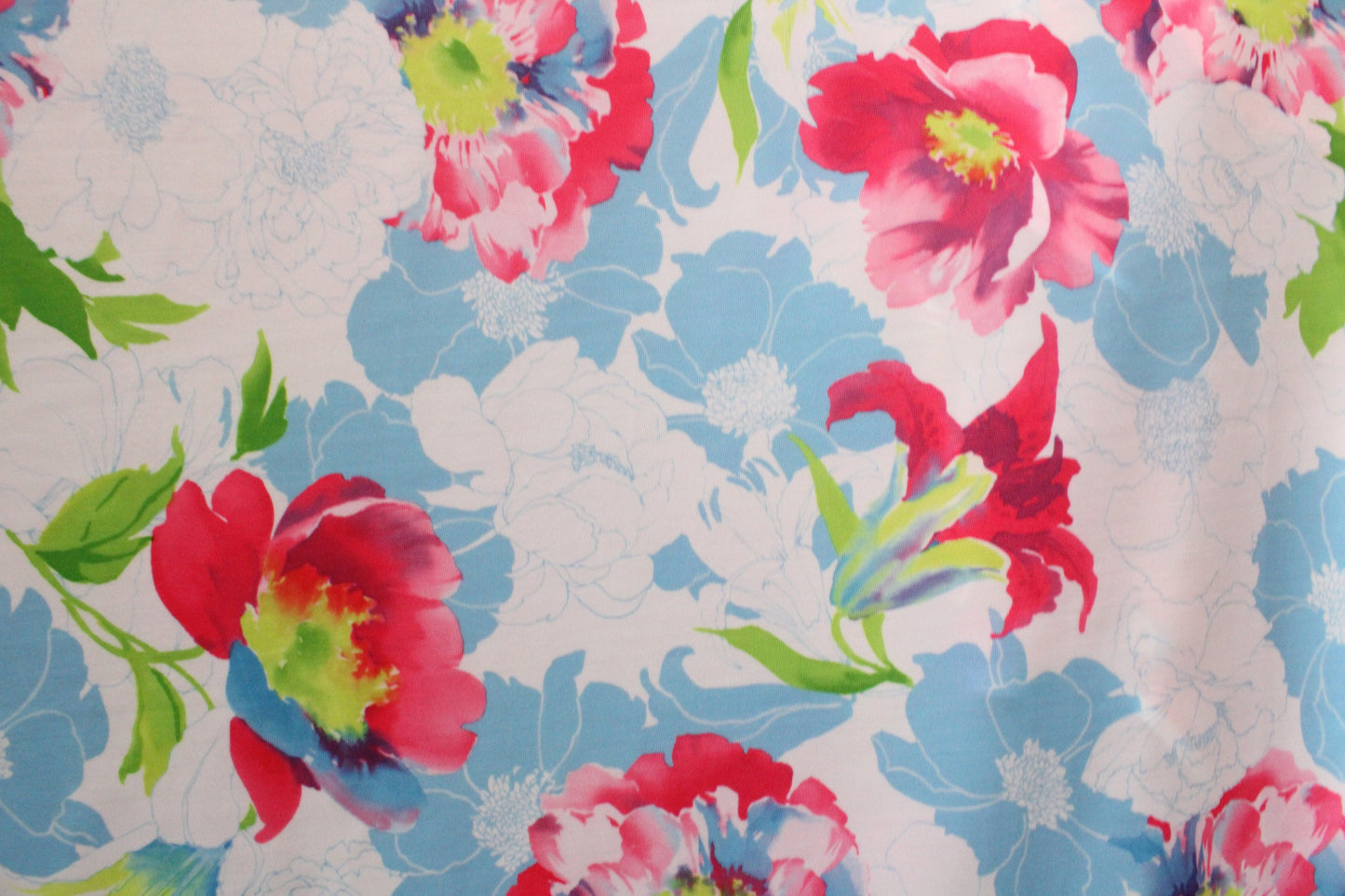 Pink and Blue Floral Print